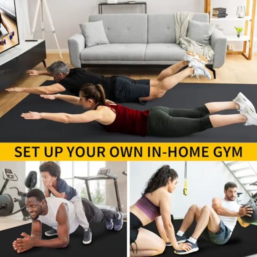 CAMBIVO Large Exercise Mat for Home Workout 8'X6'/7'X5'/6'X4' 7 Mm Extra Thick Exercise Mat for Home Gym Shoe-Friendly Non-Slip