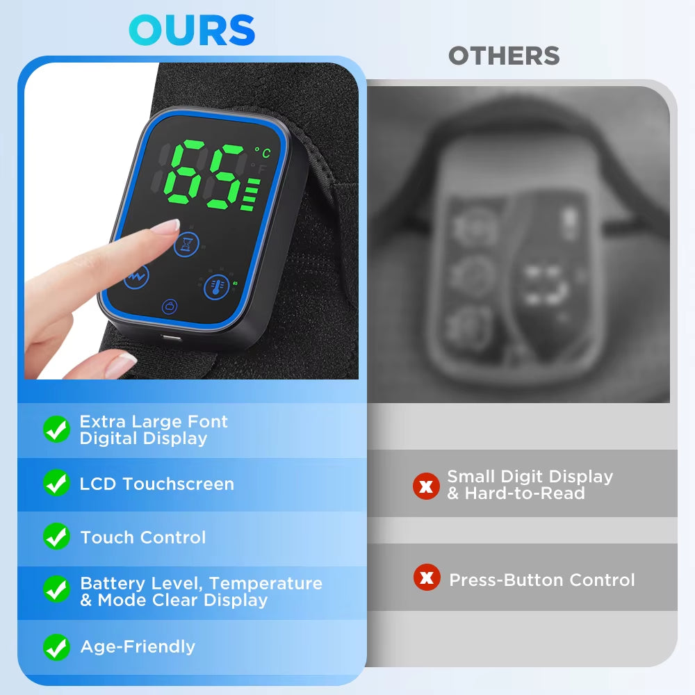 Wireless Shoulder Massager Pad Wrap App-Controlled Graphene Heating 7 Temp Levels 3 Vibration Modes 3 Timers LCD Muscle Relax