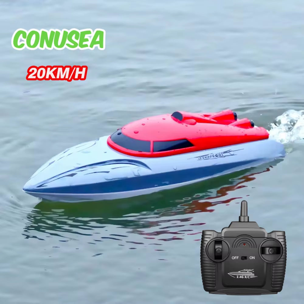 20KM/H Rc Speedboat Remote Control Boat Radio Control Boats 2.4G Double Motor High-Speed Race Boat Water Competitive Toys Kids