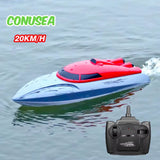 20KM/H Rc Speedboat Remote Control Boat Radio Control Boats 2.4G Double Motor High-Speed Race Boat Water Competitive Toys Kids