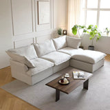 L-Shaped Plush Cloud-Like Sectional Sofa with Chaise and Removable Covers, Ideal for Living Rooms (Beige)