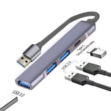 5Gbps 4 Ports USB 3.0 HUB TYPE-C HUB Multi USB Splitter Type-C High Data Transmission USB 3.0 OTG Adapter for Computer Macbook