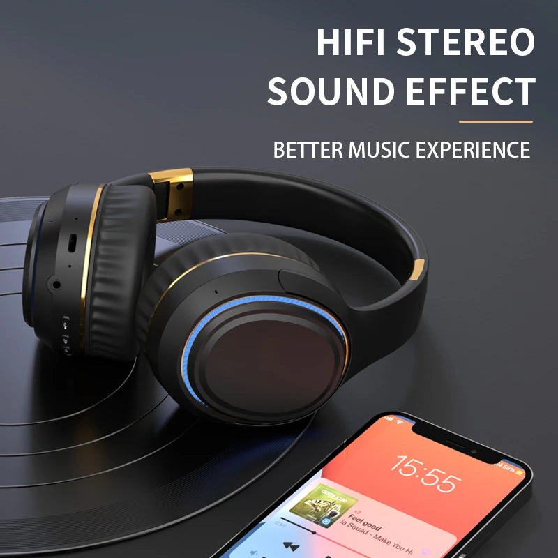 TWS Bluetooth Headphone Wireless Music Headset over the Ear High Fidelity Bass Stereo Sports Bluetooth Earphones with AUX Cable