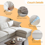 L-Shaped Plush Cloud-Like Sectional Sofa with Chaise and Removable Covers, Ideal for Living Rooms (Beige)