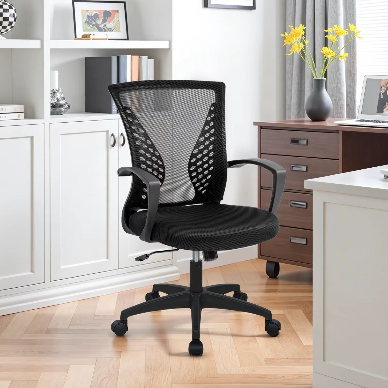 Ergonomic Mid Back Mesh Office Chair with Lumbar Support and Armrests