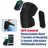 Wireless Shoulder Massager Pad Wrap App-Controlled Graphene Heating 7 Temp Levels 3 Vibration Modes 3 Timers LCD Muscle Relax
