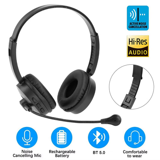 Wireless Headphone Hifi Sound Quality Head-Mounted Noise Reduction Bluetooth Headset with Microphone for Business