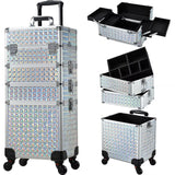 Makeup Trolley Case Detachable 4 in 1 Alloy Train Briefcase for Nail Manicure on Wheels Lock Salon Large Capacity Storage Case
