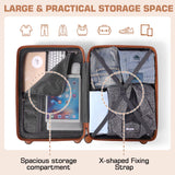 3Pcs Luggage Lightweight Hardshell Luggage Set with TSA Lock 20"+24"+28" ABS+PC Spinner Suitcases Travel Case Silent 360° Wheels